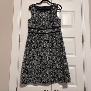 Talbots Black and White Floral Midi Dress